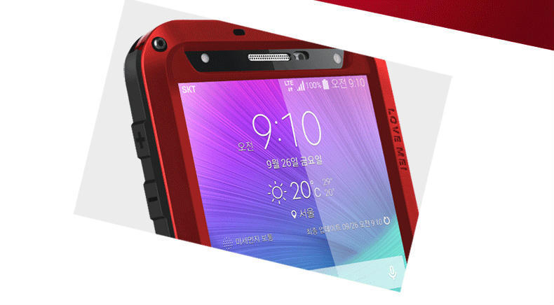 LOVE MEI Powerful Water Resistant Shockproof Dust/Dirt/Snow Proof Aluminum Metal Outdoor Heavy Duty Case Cover for Samsung Galaxy Note 4