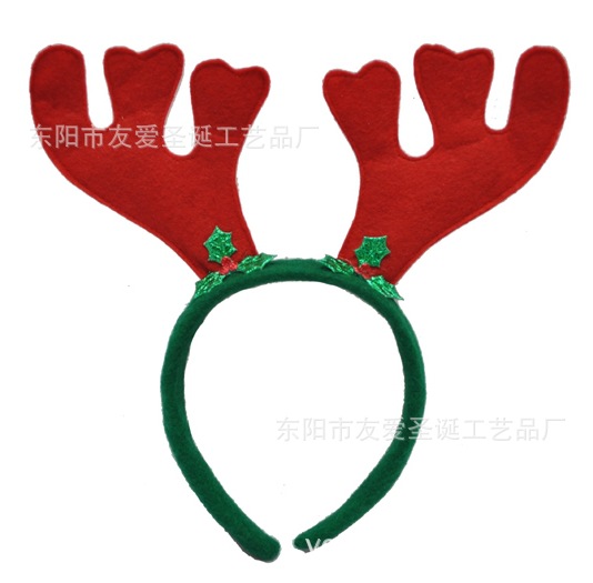 毛毡 圣诞鹿角 头箍  热压成  无耳，有耳