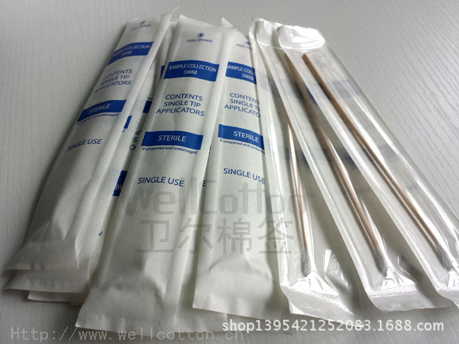 6' 單頭木棒棉簽 滅菌紙袋(紙塑袋)包裝醫用棉簽