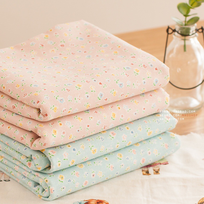 棉麻麻布窗帘沙发靠垫手工布料-小清新碎花2色