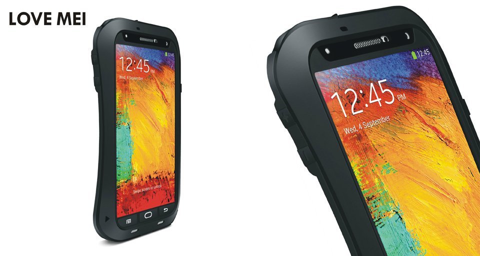 LOVE MEI Powerful Small Waist Water Resistant Shockproof Dust/Dirt/Snow Proof Aluminum Metal Outdoor Heavy Duty Case Cover for Samsung Galaxy Note 3