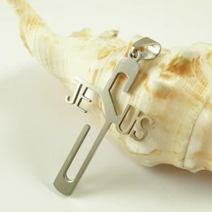 Подвеска-крест из нержавеющей стали с буквой S