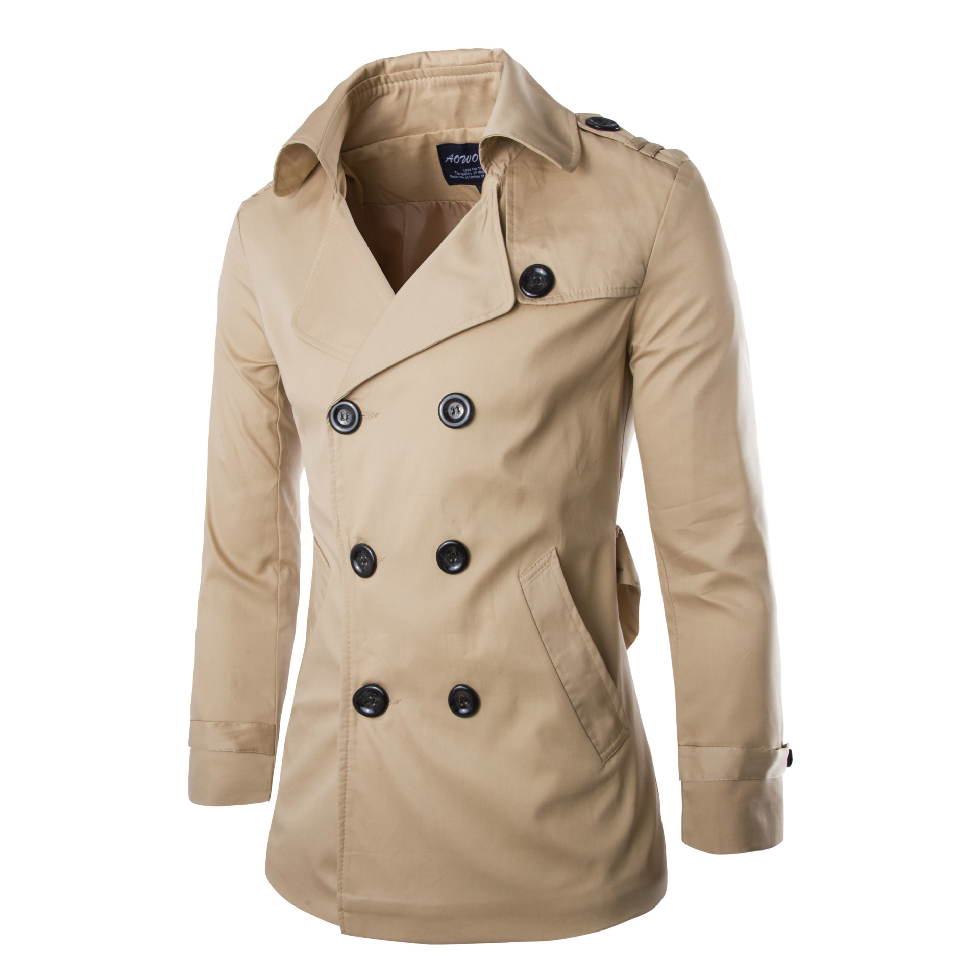 2019 nuevo comercio exterior hombres trench coat aowofs algodón doble botonadura boutique abrigo británico temperamento Y016