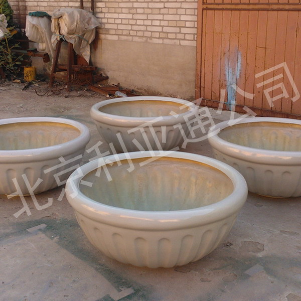 户外花箱花槽、厂家供应玻璃钢花盆花钵（米黄色）