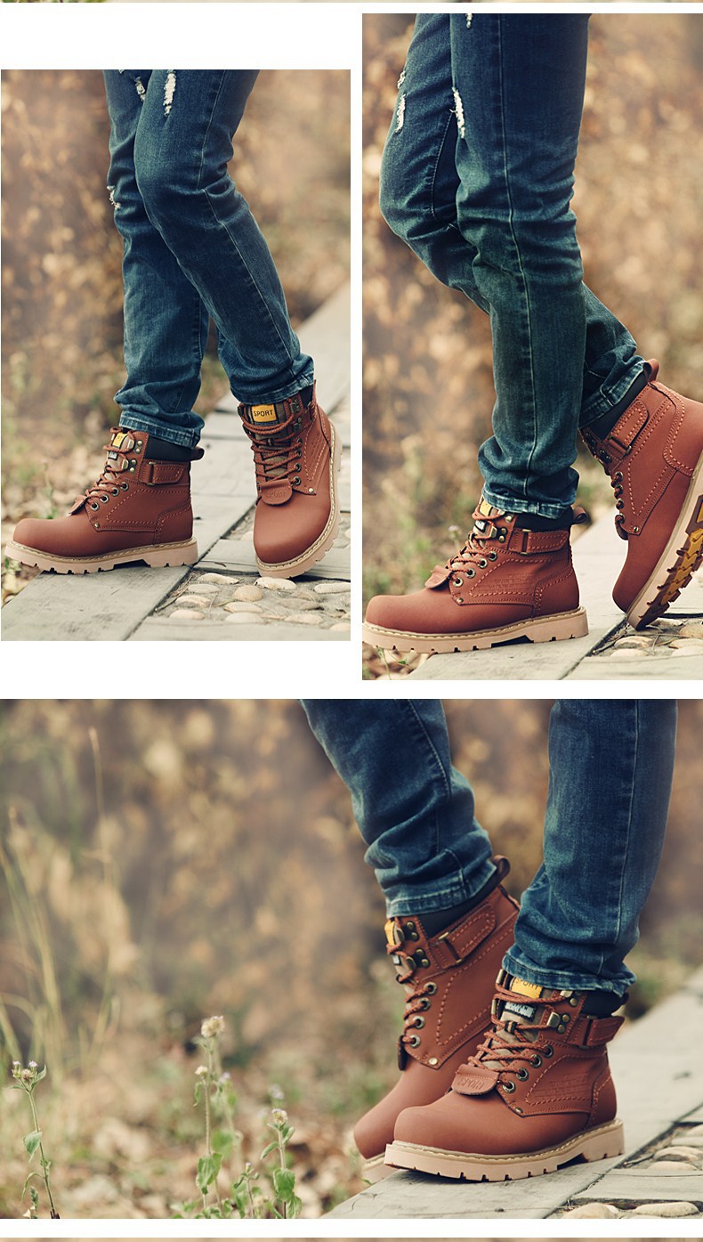 Waterproof Leather Work Boots For Men Winter Fleece Lined_voghion.com