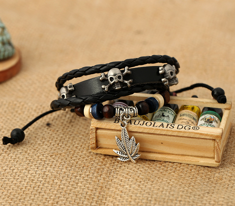 Pulsera De Piel De Vaca Con Cuentas Joyas De Cuero display picture 2