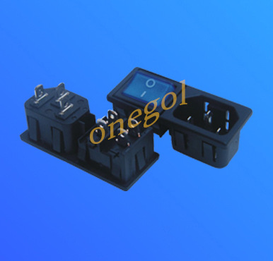 AC电源开关插座 JR-101-1SB 带灯带二合一插座 C14品字插座