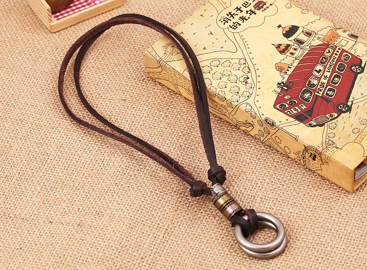 Street Occasion Alloy, Leather Material 1 Piece Vintage Style Round Alloy Leather Unisex Necklace