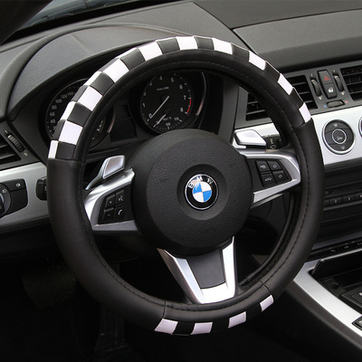 Manufactor wholesale agent Affiliate Japan The original single- automobile Steering wheel cover Four seasons currency PU Black and white grid On behalf of