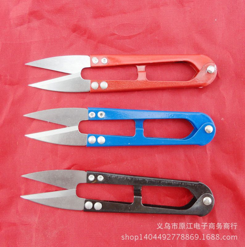 剪刀弹簧剪线U型双面纱线十字绣三色裁缝迷你剪刀批发手工diy工具