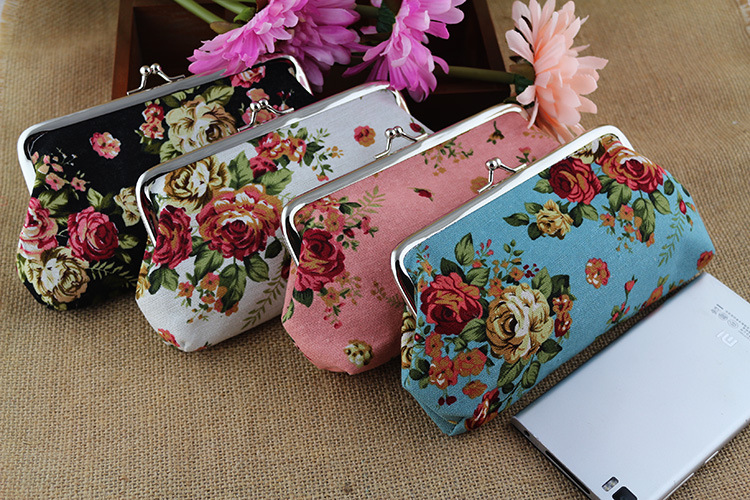 Women's Flower Canvas Buckle Wallets display picture 1