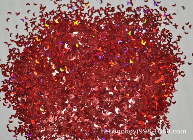 月亮形亮片红色1