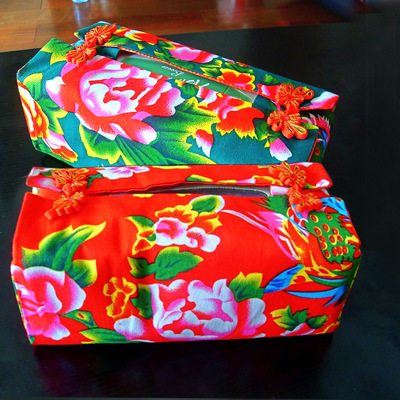 Northeast Cotton cloth frog Tissue box Towel sets/Fabric pumping tray/Tissue pumping cassette -- gules&green
