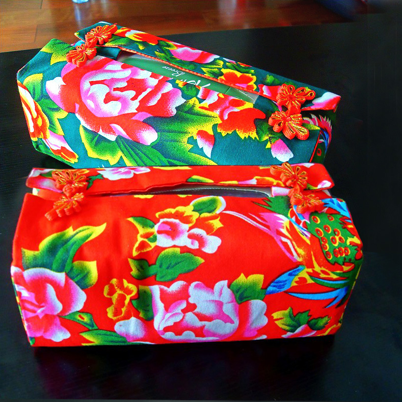 Northeast Cotton cloth frog Tissue box Towel sets/Fabric pumping tray/Tissue pumping cassette -- gules&green