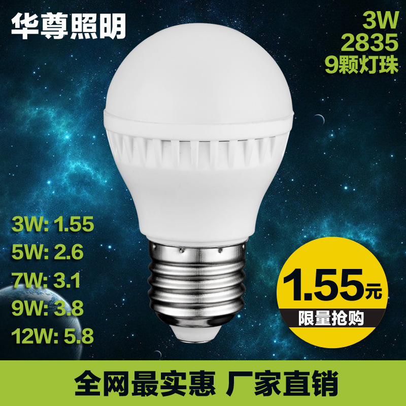厂家直销LED 3W能灯超级节能LED球泡灯 节能灯品质保证