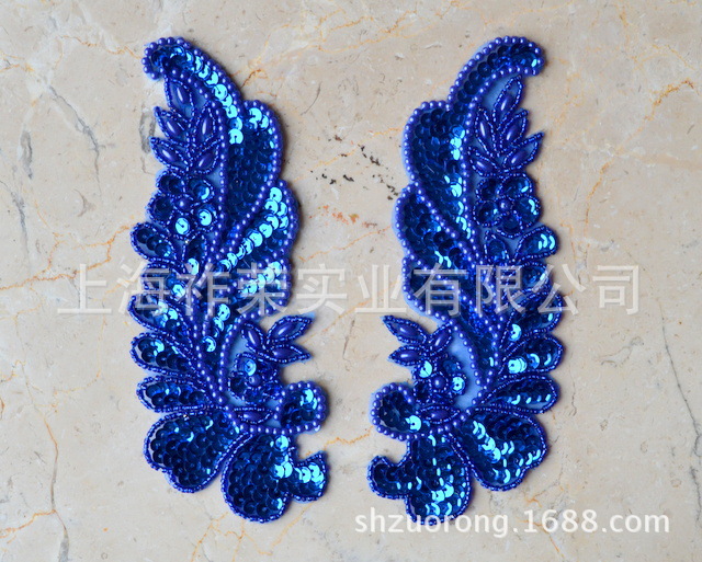 厂家直销亮片绣 手工珠片花 珠片领花 珠片衣饰 珠片绣花标 珠花|ru