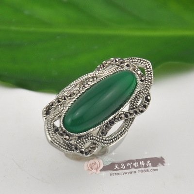 RB02830 decorate Ring Exaggeration personality silvery lace Ethnic style gemstone Forefinger fashion Korean Edition