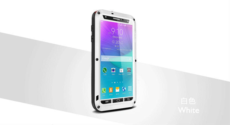 LOVE MEI Powerful Water Resistant Shockproof Dust/Dirt/Snow Proof Aluminum Metal Outdoor Heavy Duty Case Cover for Samsung Galaxy Note 4