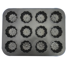 烘焙模具12连花型金属碳钢不粘蛋糕模具