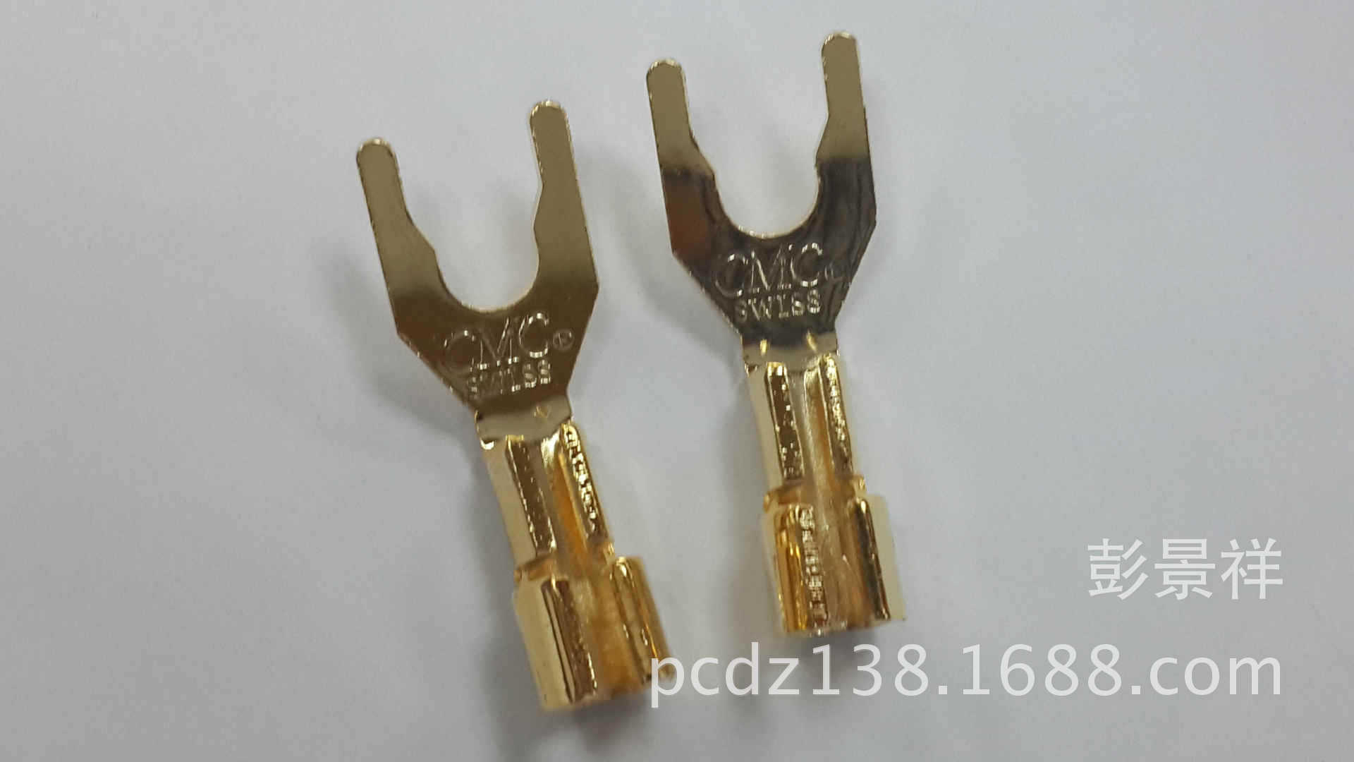 CMC纯紫铜镀金Y形音响插/纯紫铜镀金U形喇叭插/Y形视频插