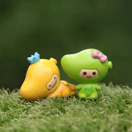 爆款超萌芒果情侣微观盆景多肉摆件花园摆饰微景观盆栽园艺饰物