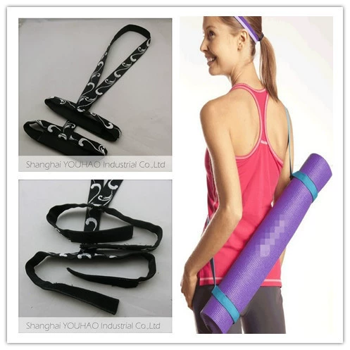 Черный Коврик для йоги, ремешок для тюков, эластичный ремень двойного назначения, ремень на липучке, аксессуары для йоги