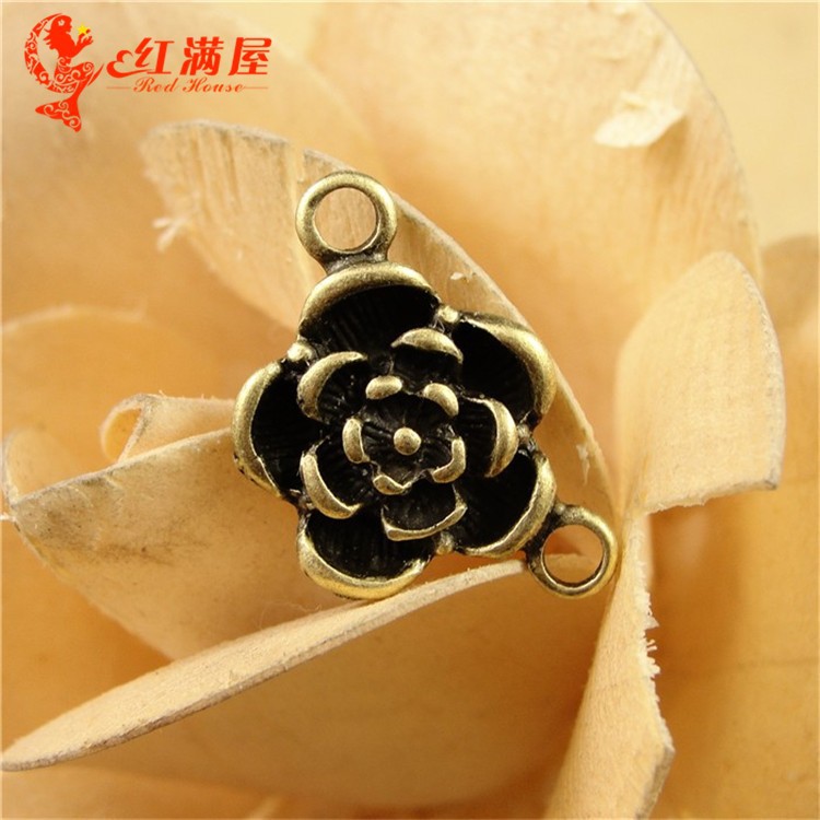 A1418 古青 1.8克 复古玫瑰花连接件 手工DIY饰品批发 40个/包