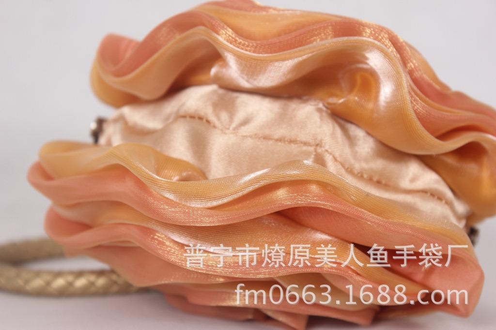 Túi xách tay nữ hoa 3D lụa dạ hội cô dâu — Màu tím, Màu đen, Màu hồng, Màu xám đen chi tiết 11