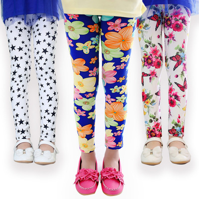 Boy pants Spring and summer children girl printing . Leggings CUHK Ninth pants wholesale