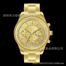 手表厂家供应韩版粘钻石女士时尚手表 间玫不锈钢带配金属壳手表
