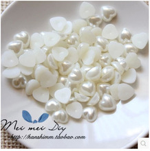 DIY手工材料韩国儿童发饰配件 手机美容 桃心形米色 10mm饰品贴片