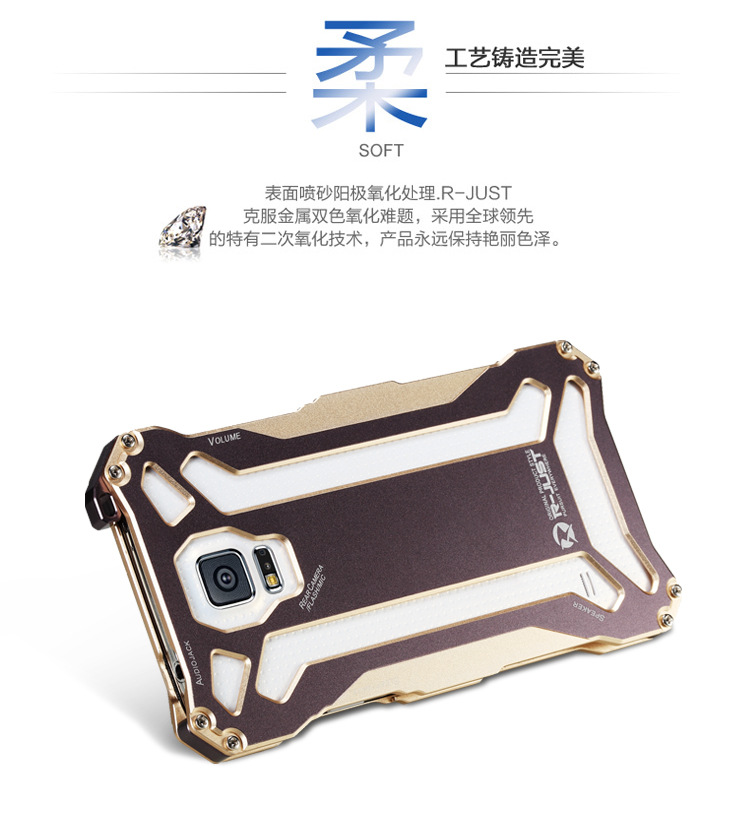 R-Just Gundam Aerospace Aluminum Contrast Color Shockproof Metal Shell Outdoor Protection Case for Samsung Galaxy S5