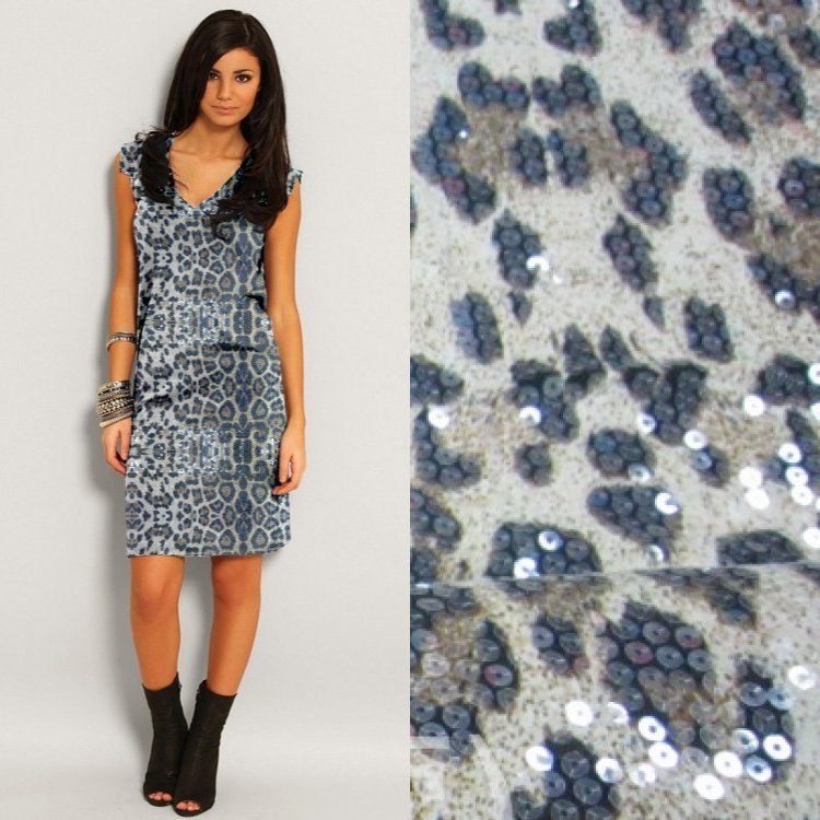 豹纹5mm针织珠片绣花 亮片绣花 各种时装服饰面料 厂家直销