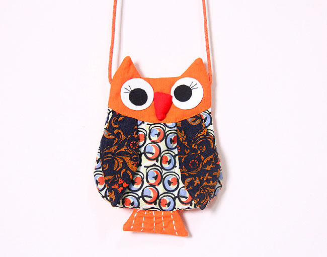 大耳朵猫头鹰印花布艺斜挎小包