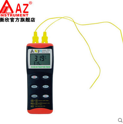 衡欣 AZ8852双通道热电偶温度计 K/J/T型探头温度计 RS232接口