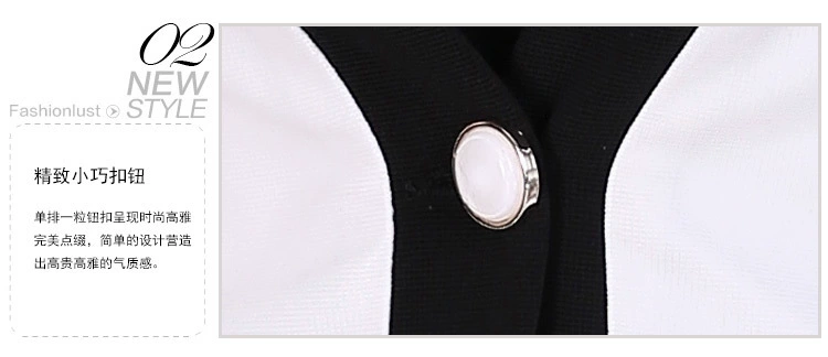Áo sơ mi nữ năm điểm 2014, tay áo, phần cổ chữ V, áo khoác vest nhỏ, màu trắng đen tương phản, trang phục nữ chuyên nghiệp - Business Suit
