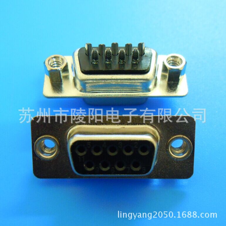 DB 9P母焊线式/后铆螺丝/黑胶/简易镀锡