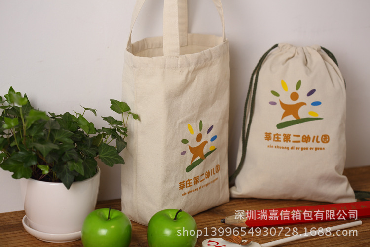 定做本白帆布手提袋|12安帆布购物袋定做广州｜帆布手提袋