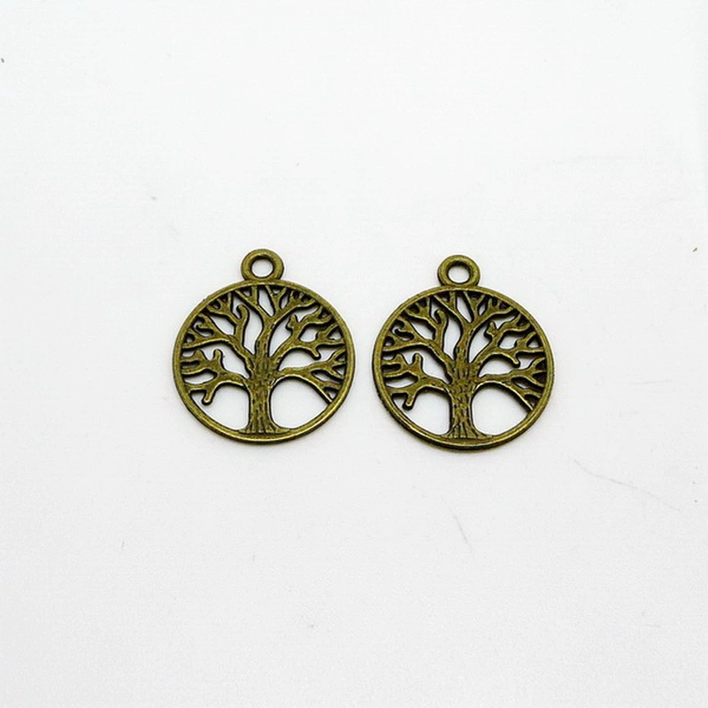 Metal Pendant, Zinc Alloy Tree Motif, 25×20 mm, Retro Electroplated, Pack 833
