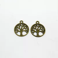 Metal Pendant, Zinc Alloy Tree Motif, 25×20 mm, Retro Electroplated, Pack 833