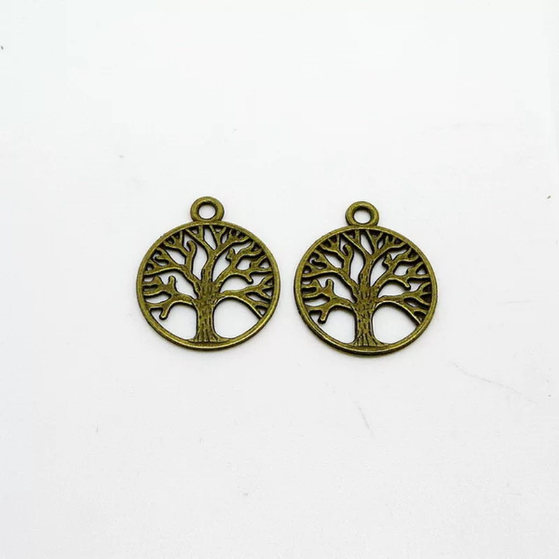 Metal Pendant, Zinc Alloy Tree Motif, 25×20 mm, Retro Electroplated, Pack 833