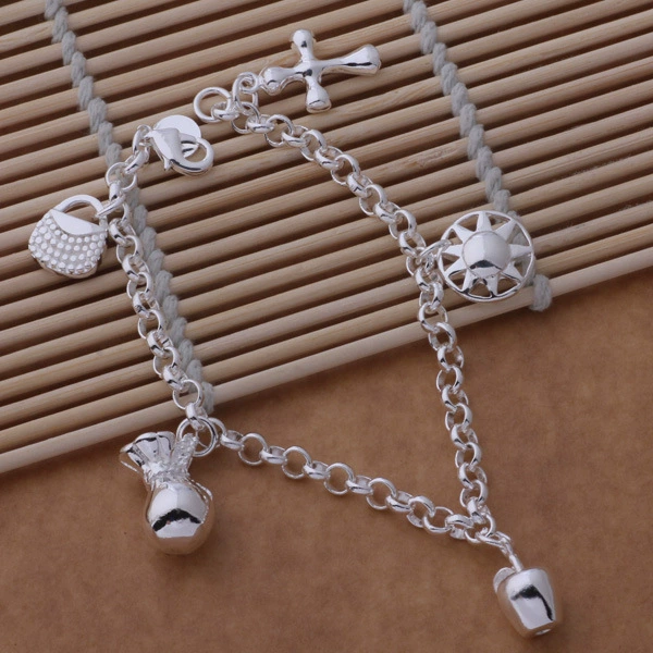 Яблоко, серебря bracelet серебро стиль, аксессуар, образец серебро 925, корейский стиль, городской стиль, оптом
