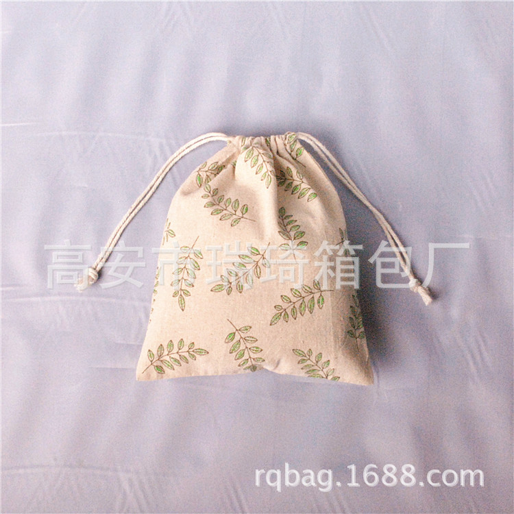 厂家现货批发束口袋抽绳棉布束口包旅行收纳袋彩印棉布袋可印LOGO