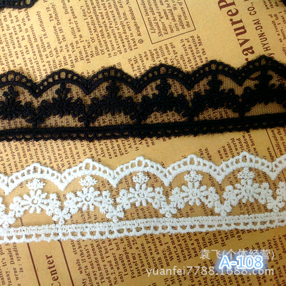 A-108芭比娃娃双边纯棉花朵网纱刺绣花边DIY辅料2.6cmDIY毛巾绣