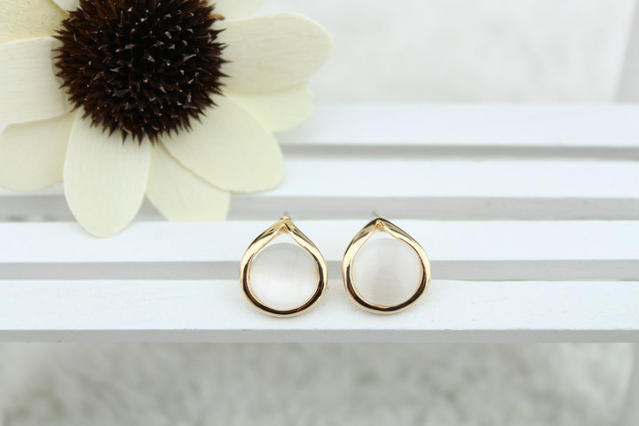 Drop Ear Studs Inlaid Opal Stud Earrings Female Anti-allergic Ear Accessories display picture 3