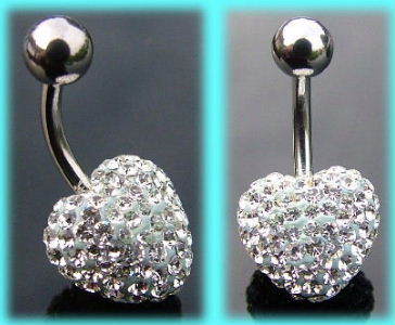 Full Diamond Shambhala Czech Heart Belly Button Ring 316L Surgical Steel Umbilical Jewelry Fashion Body Piercing Studs detail image 11