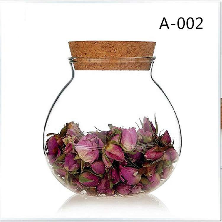 透明玻璃花草茶叶罐创意微景观订做厨房储物罐特价玻璃罐子带木