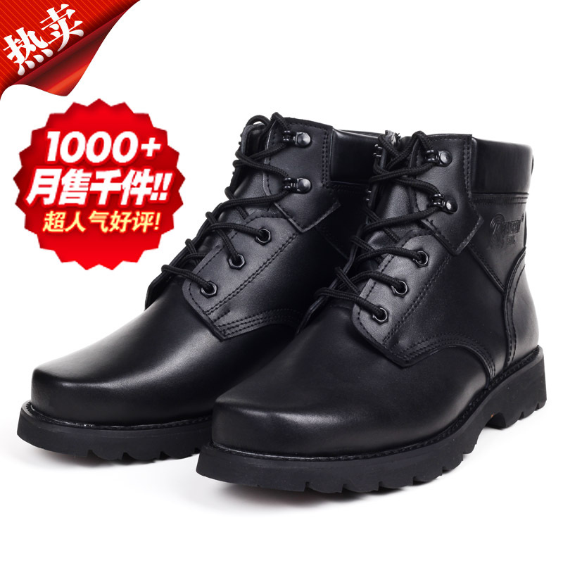 军靴男羊毛保暖皮靴真皮钢头钢底男靴007作战靴高帮鞋|ms