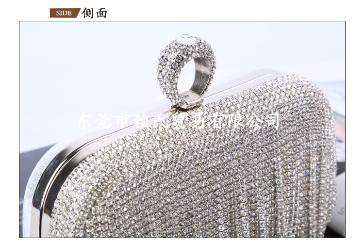 Buckle Closure Type Dinner Bag Diamond Tassel Handmade Rhinestone Ring Evening Messenger Clutch Wholesale