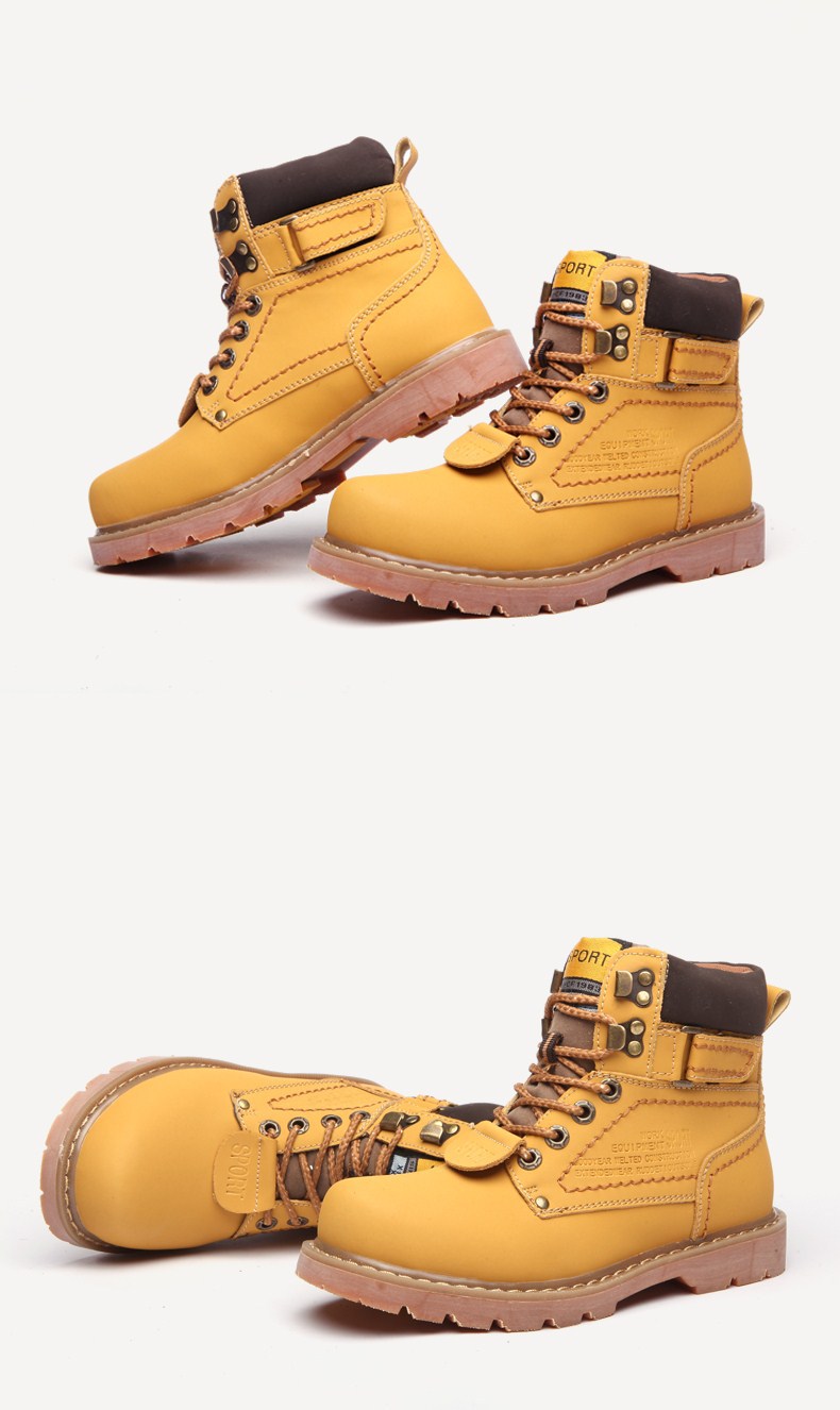 Waterproof Leather Work Boots For Men Winter Fleece Lined_voghion.com